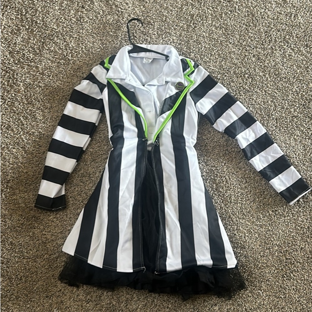 Striped Kids Costume with Neon Green Trim
